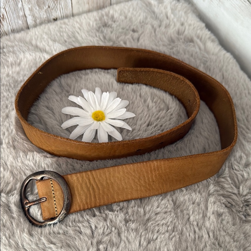 Genuine Leather Belt with Silver Buckle, Women’s Size S